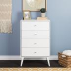 4-Drawer White Milo Mid Century Modern Chest — view 1